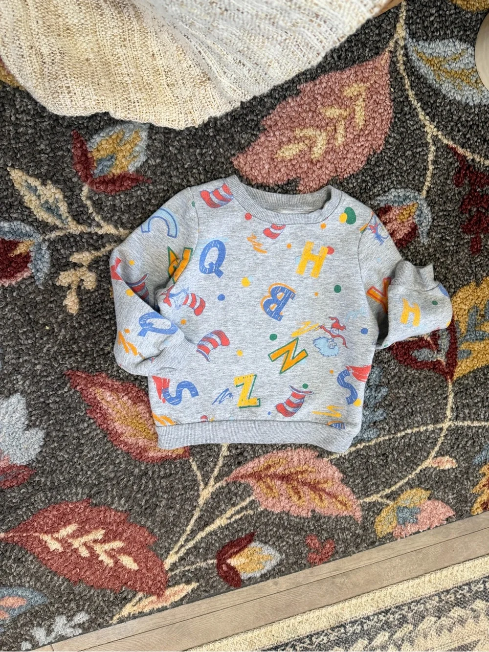 Dr. Seuss Alphabet Print Sweatshirt 2T Toddler Gray Multicolor Alphabet